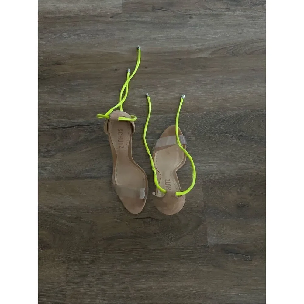 Schutz Neon Lace Up Heels